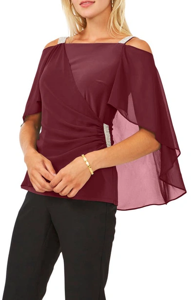 Shop Chaus Drape Overlay Off The Shoulder Top In Mulberry
