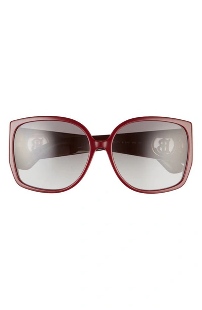 Shop Burberry 61mm Square Sunglasses In Bordeaux/ Grey Gradient