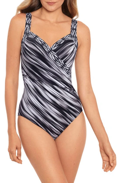 Shop Miraclesuitr Warp Speed Sanibel One-piece Swimsuit In Blk/ White