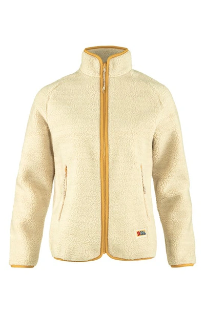 Shop Fjall Raven Vardag Pile Fleece Zip Jacket In Chalk White