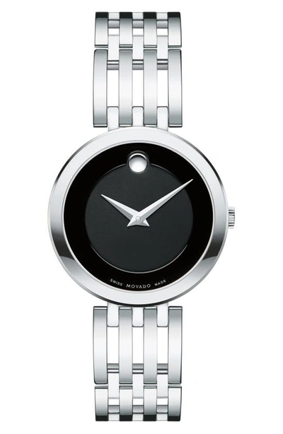 Shop Movado 'esperanza' Bracelet Watch, 28mm In Silver/ Black