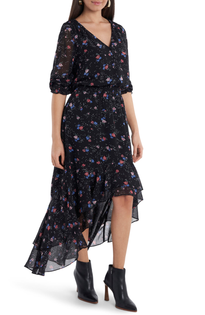 Shop 1.state Long Sleeve High/low Dress In Tranquil Ditsy Grdn
