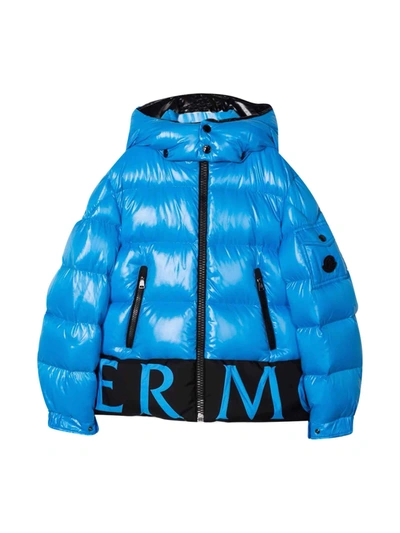 Shop Moncler Blue Down Jacket In Azzuro