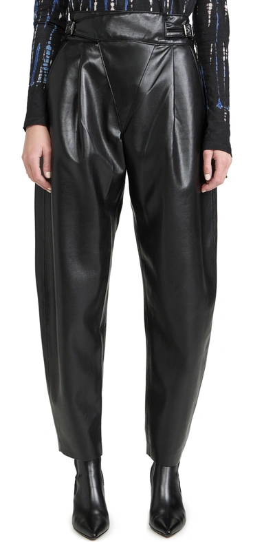 Agolde Vegan Leather Tapered Wrap Pants In Black | ModeSens