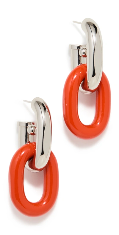 Shop Paco Rabanne Xl Link Earrings In Orange/silver