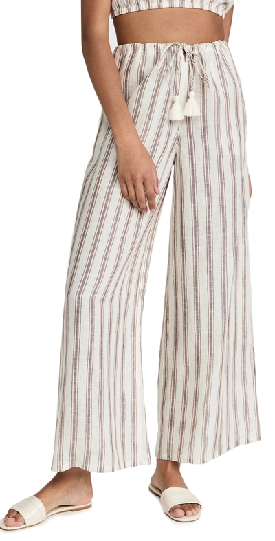 Shop Tory Burch Beach Pants In Ivory/anise Brown Stripe