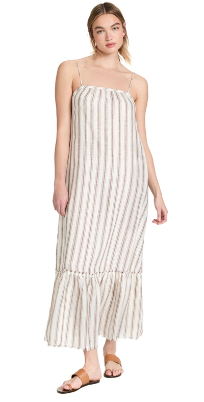 Shop Tory Burch Maxi Beach Dress In Ivory/anise Brown Stripe