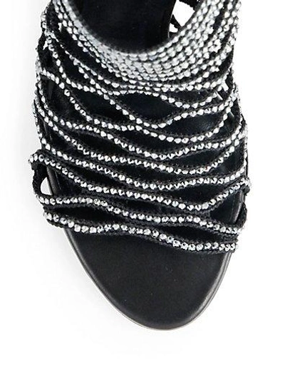 Shop Casadei Swarovski Crystal Stretch Cage Sandals In Black