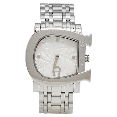 Pre-owned Aigner White Leaves Stainless Steel Genua Due A31600 Women's Wristwatch 31 Mm In Silver