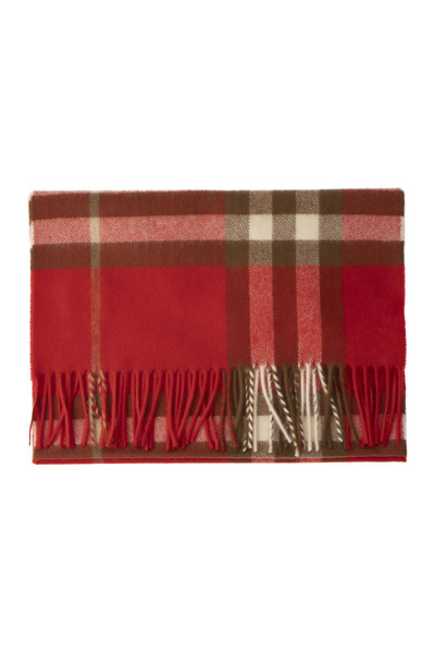 Shop Burberry The Classic Check Cashmere Scarf In Red