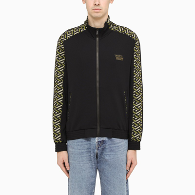 Shop Versace Black Sweatshirt With Print On The Sleeves