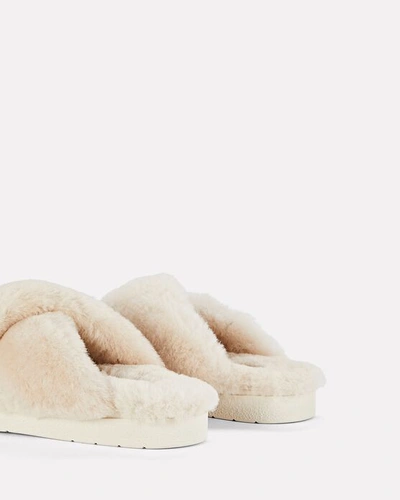 Shop Inuikii Shearling Crossover Slide Sandals In Beige
