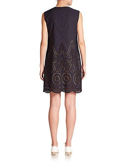 Shop Stella Mccartney Noemie Broderie Anglaise Dress In Midnight