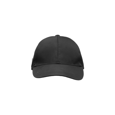 普拉达 PRADA 女士黑色皮革三角形徽标棒球帽 1HC274 2DMI F0002 M