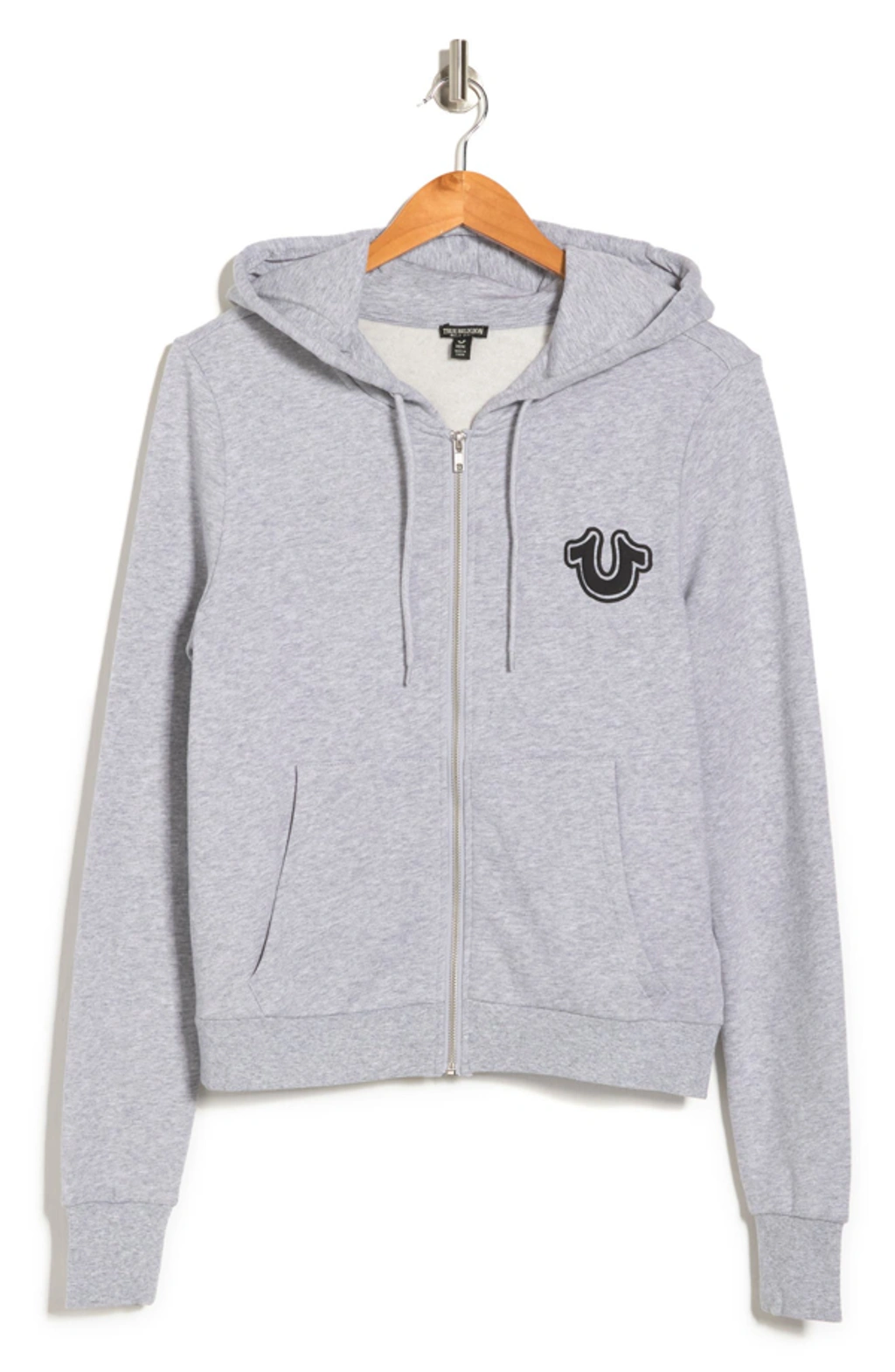 True Religion Core Logo Print Zip Hoodie In Heather Grey ModeSens