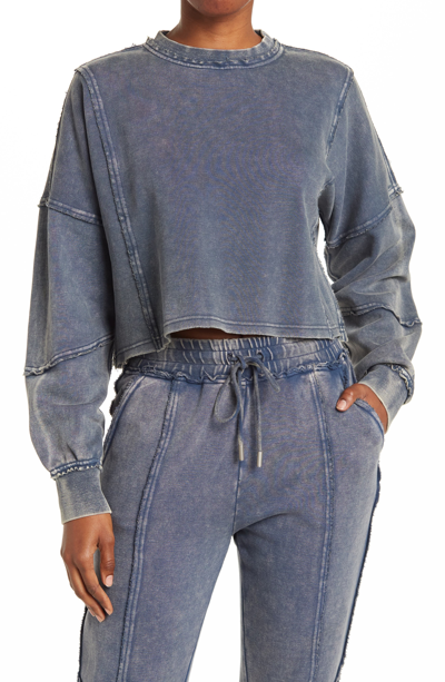 Shop Nicole Miller Boxy Crew Neck Sweater In Washed Den