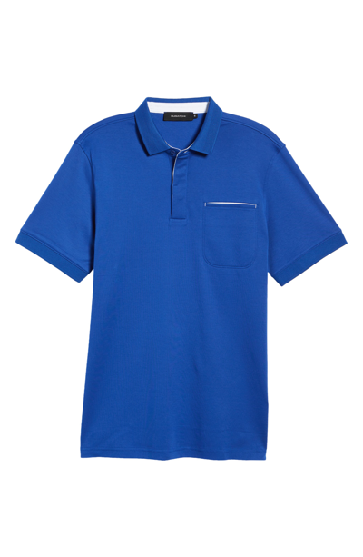 Shop Bugatchi Pima Cotton Short Sleeve Polo Shirt In Night Blue