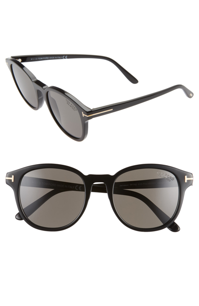 Shop Tom Ford Jameson 55mm Cat Eye Polarized Sunglasses In Shiny Black/ Smoke Polarized