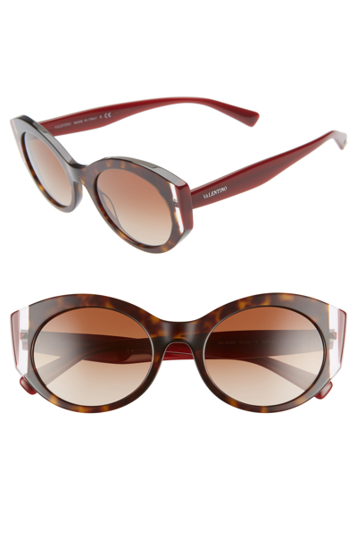 Shop Valentino 53mm Cat Eye Sunglasses In Havana/ Burgundy/ Brown