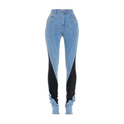 Shop Mugler Spiral Jeans In Light Medium Blue Black
