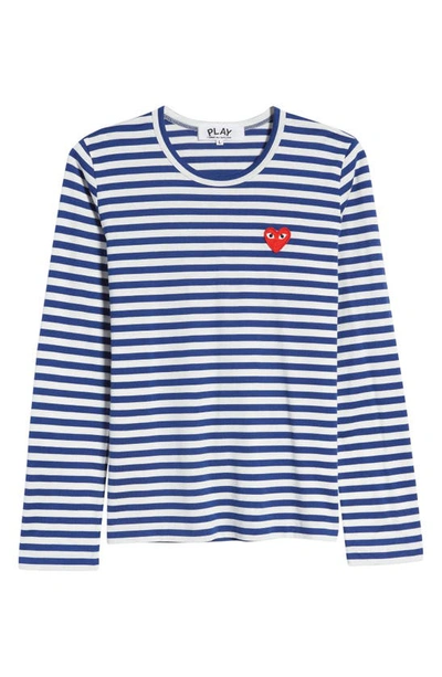 Shop Comme Des Garçons Stripe T-shirt In Navy/ White 1dnu