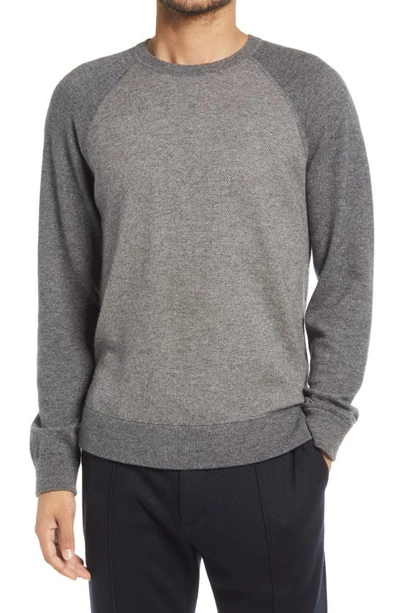 Vince Bird's Eye Wool & Cashmere Colorblock Crewneck Sweater In