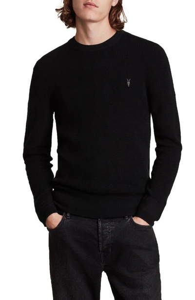 Shop Allsaints Ivar Slim Fit Crewneck Merino Wool Sweater In Black