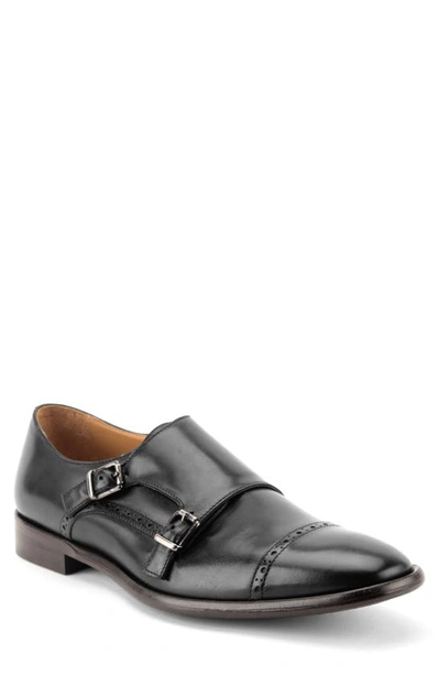 Shop Gordon Rush Corbett Cap Toe Double Strap Monk Shoe In Black Leather