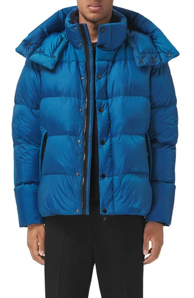 Shop Burberry Lockwell Detachable Sleeve Down Puffer Coat In Midnight Navy