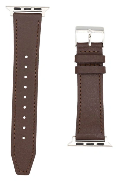 Shop Rebecca Minkoff 20mm Smooth Leather Watch Strap In Brown