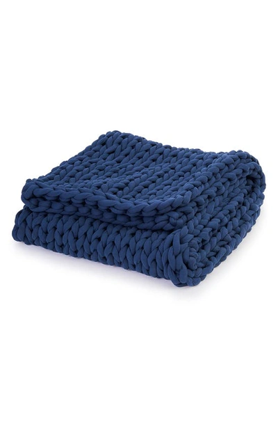 Shop Bearaby Organic Cotton Weighted Knit Blanket In Midnight Blue