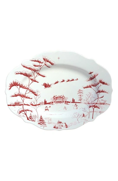Juliska Country Estate Winter Frolic Ruby Christmas Eve Serving Platter In Ruby