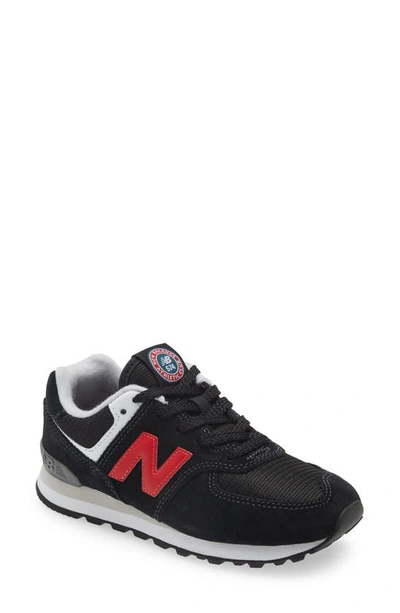 Shop New Balance 574 Sneaker In Black Suede/ Black