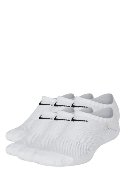 Nike Performance Cushioned No-show Kids' Training Socks (6 Pair) In 100 White/black