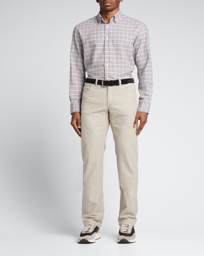 Shop Brioni Men's Flannel 5-pocket Pants In Beige