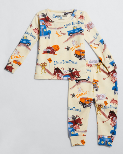 Shop Books To Bed Boy's Little Blue Truck Printed 2-piece Pajamas In Natural