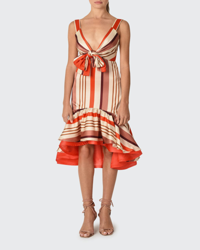 Shop Silvia Tcherassi Arbore Striped Silk Dress In Rose Multi Stripe