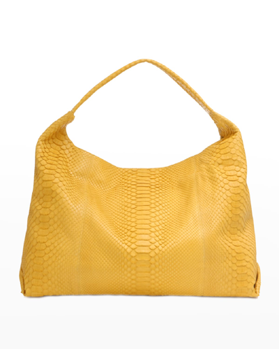 Shop Adriana Castro Meissa Python Hobo Shoulder Bag In Pineapple Yellow