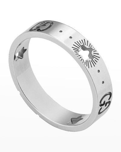 Shop Gucci Icon Ring With Star Details In White Gold In Wg