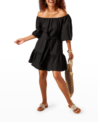 Shop Tommy Bahama St. Lucia Short Tiered Dress In Black