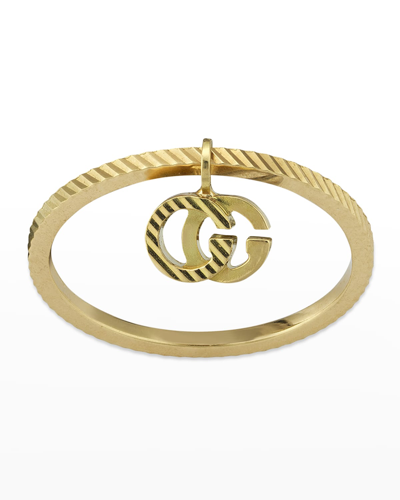 Shop Gucci 18k Yellow Gold Running G Ring With Charm In Yg