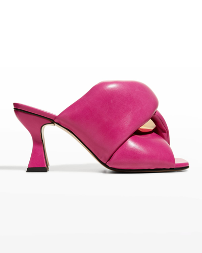 Shop Jw Anderson Twist Heeled Slide Sandals In Bright Pink