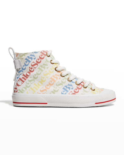 Shop See By Chloé Aryana Multi Logo High-top Sneakers In Assorted