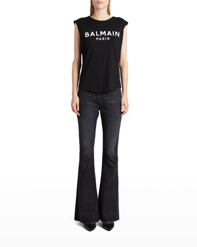 Shop Balmain 3-button Logo Tank Top In Black/white