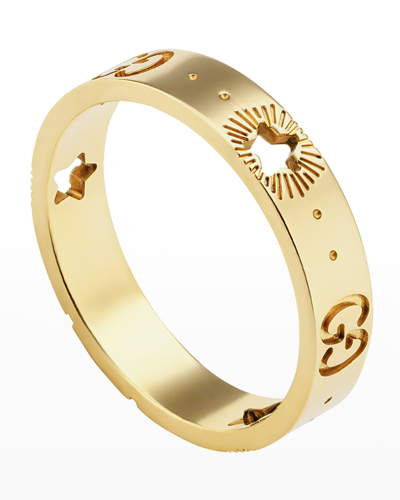 Shop Gucci Icon Ring With Star Detail In Yellow Gold In Yg