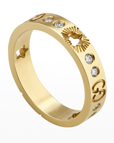Shop Gucci Icon Star And Diamond Ring In Yellow Gold In Yg