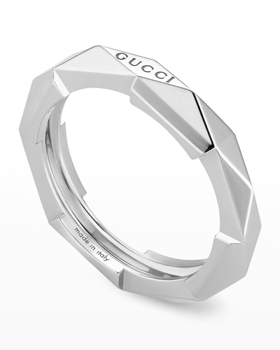 Shop Gucci Link To Love White Gold 4mm Ring In Wg