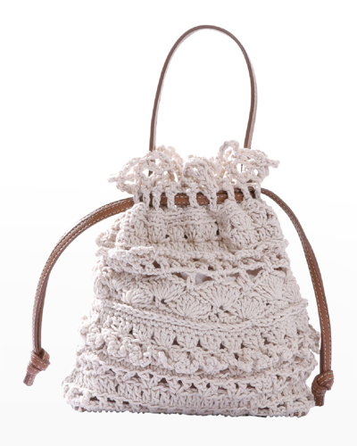 Shop Adriana Castro La Rossy Mini Crochet Top-handle Bag In Natural