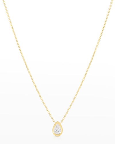 Shop Roberto Coin 18k Diamond Pear-shape Pendant Necklace, Small In White Gold