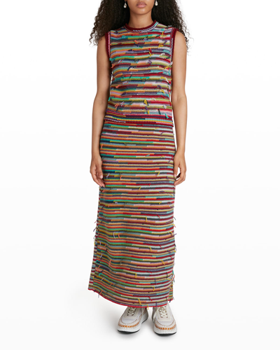Shop Chloé Knotted Yarn Straight Cashmere-wool Skirt In Multicolor 1